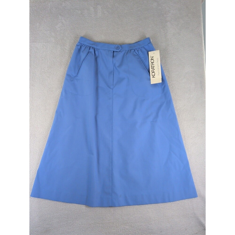 Vintage Koret A-Line Midi Skirt Size 12 Blue Twill Minimalist Cottage USA